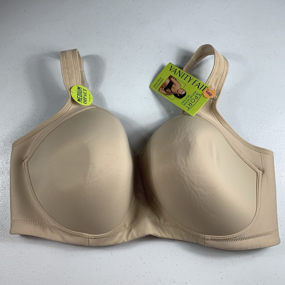 Vanity Fair Women's Sports Bra 40DD Medium Impact Moisture Wicking Convertible